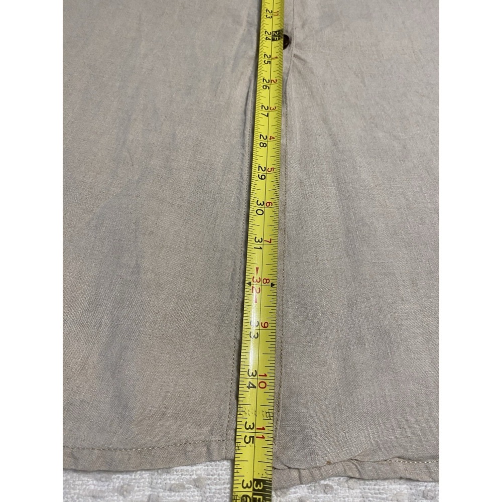 Eddie Bauer 100% Linen Midi Skirt Size 12 Button Front Beige Oatmeal Coastal - Picture 4 of 8